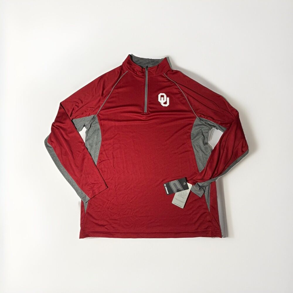 NWT Oklahoma Sooners Colosseum 1/4 Zip Pullover Shirt Red Gray Men’s M